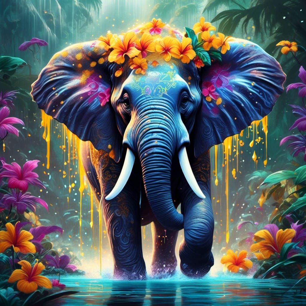 <lora:SuperHyperrealism:1.0> Sparkle Jungle mist waterfall f...