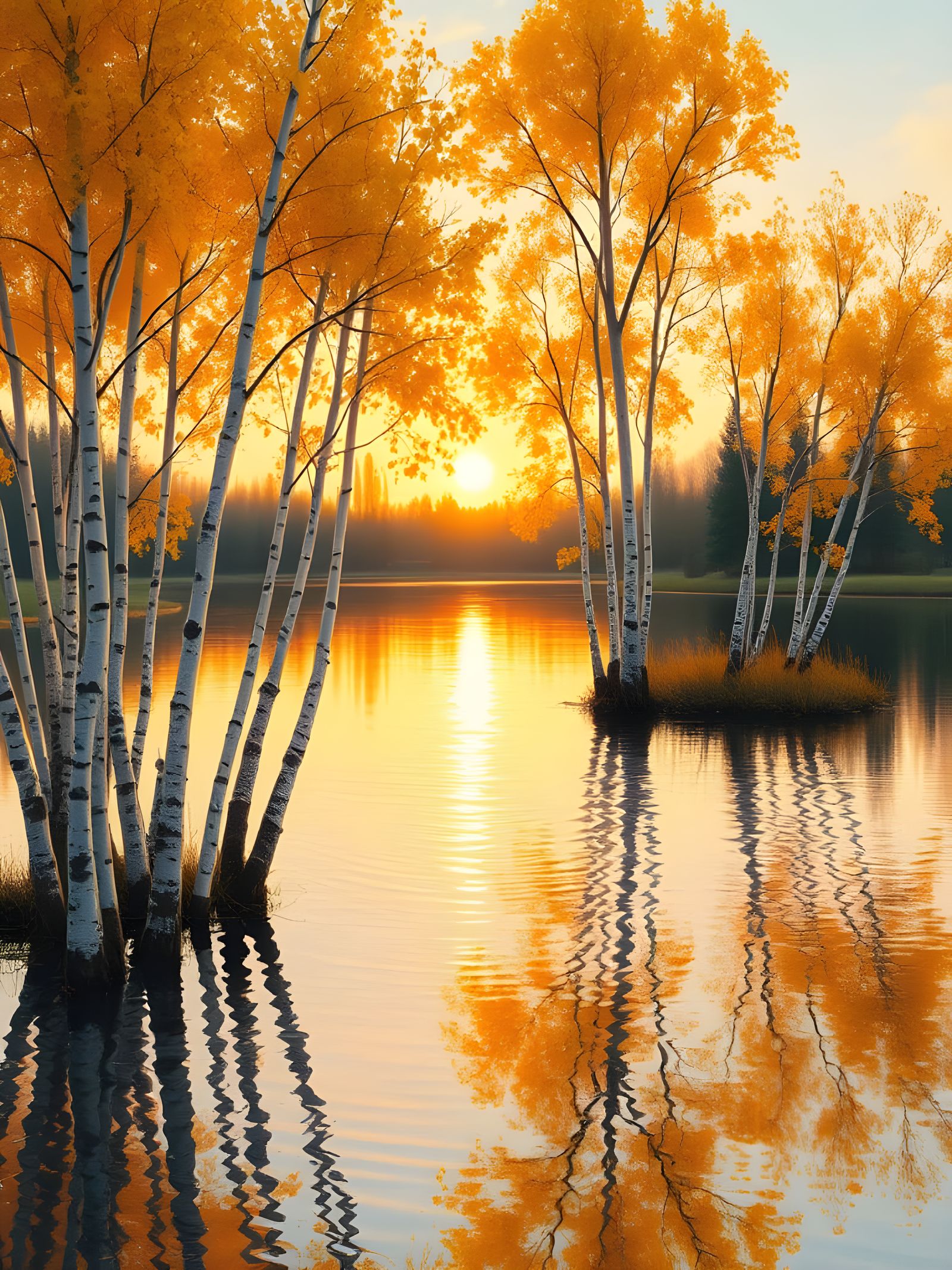 A sunset over a small lake  by @Teddypossum