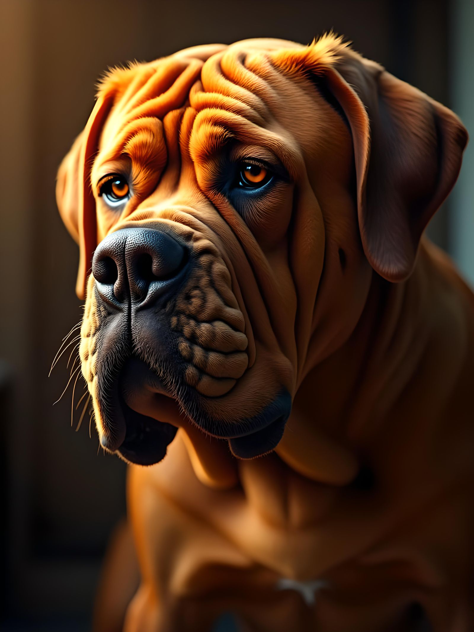 Ultra realistic and ultra detailed picture of a dogue de bordeaux.  by @Eric Berthiaume