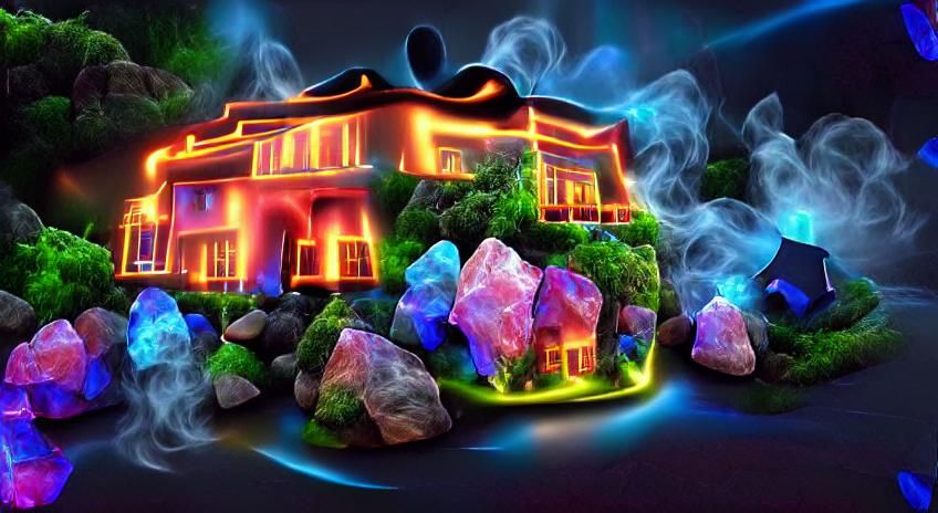 The magical Smoky mysterious gem house 8K 3D 8k resolution g...