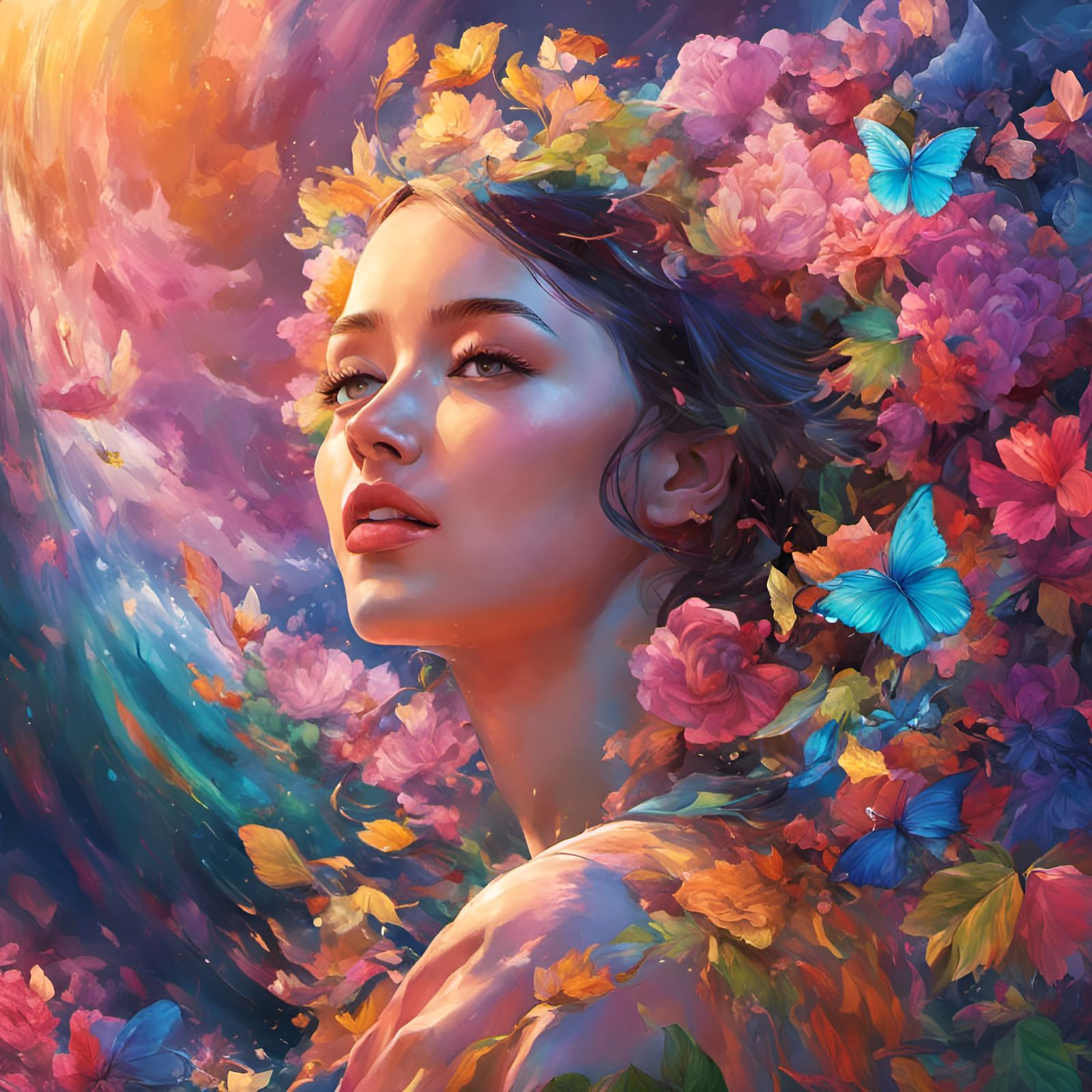 Beauty and Butterflies - AI Generated Artwork - NightCafe Creator