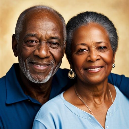 close up photo of retired black couple with tennis racket ta...