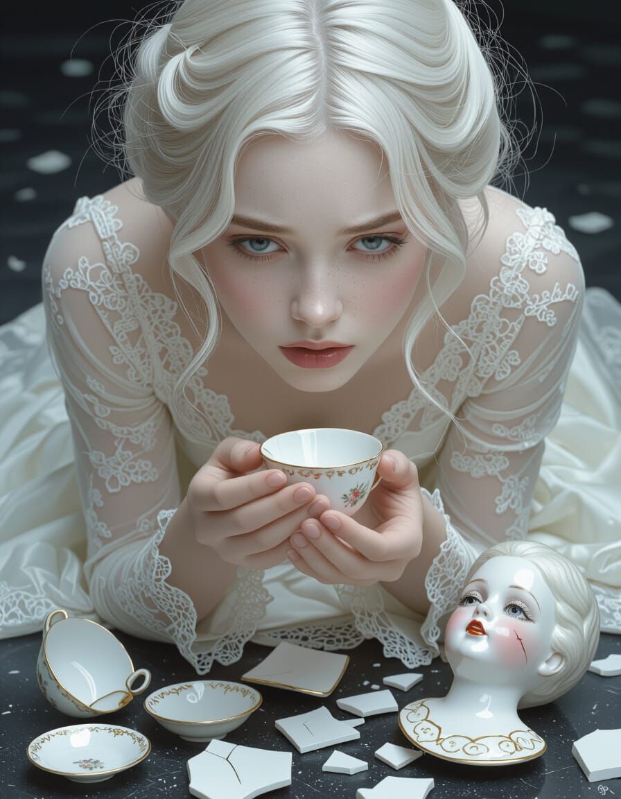 A porcelain heart, contemplating the pieces of a perfect thing  by @Xtina