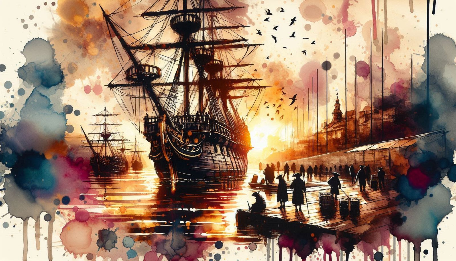 Spanish Galleon in harbor port