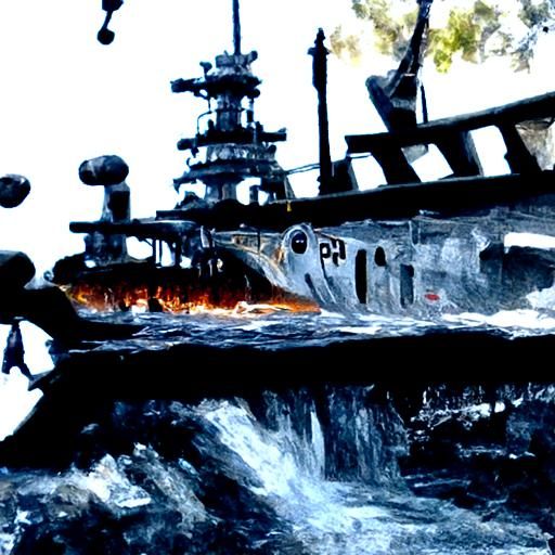 World War 2 battleship pacific midway naval war hyperrealist...