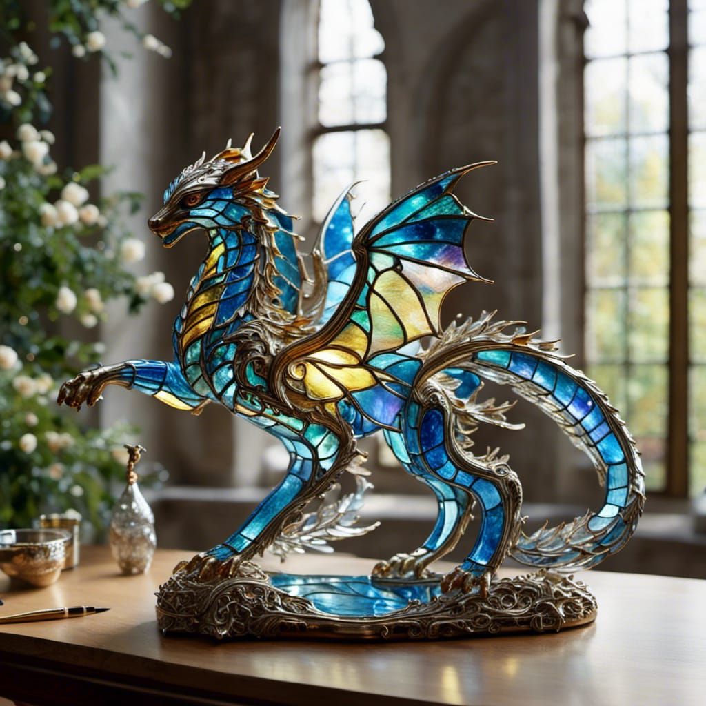 Stained Glass Elf Figurine with Enameled Details