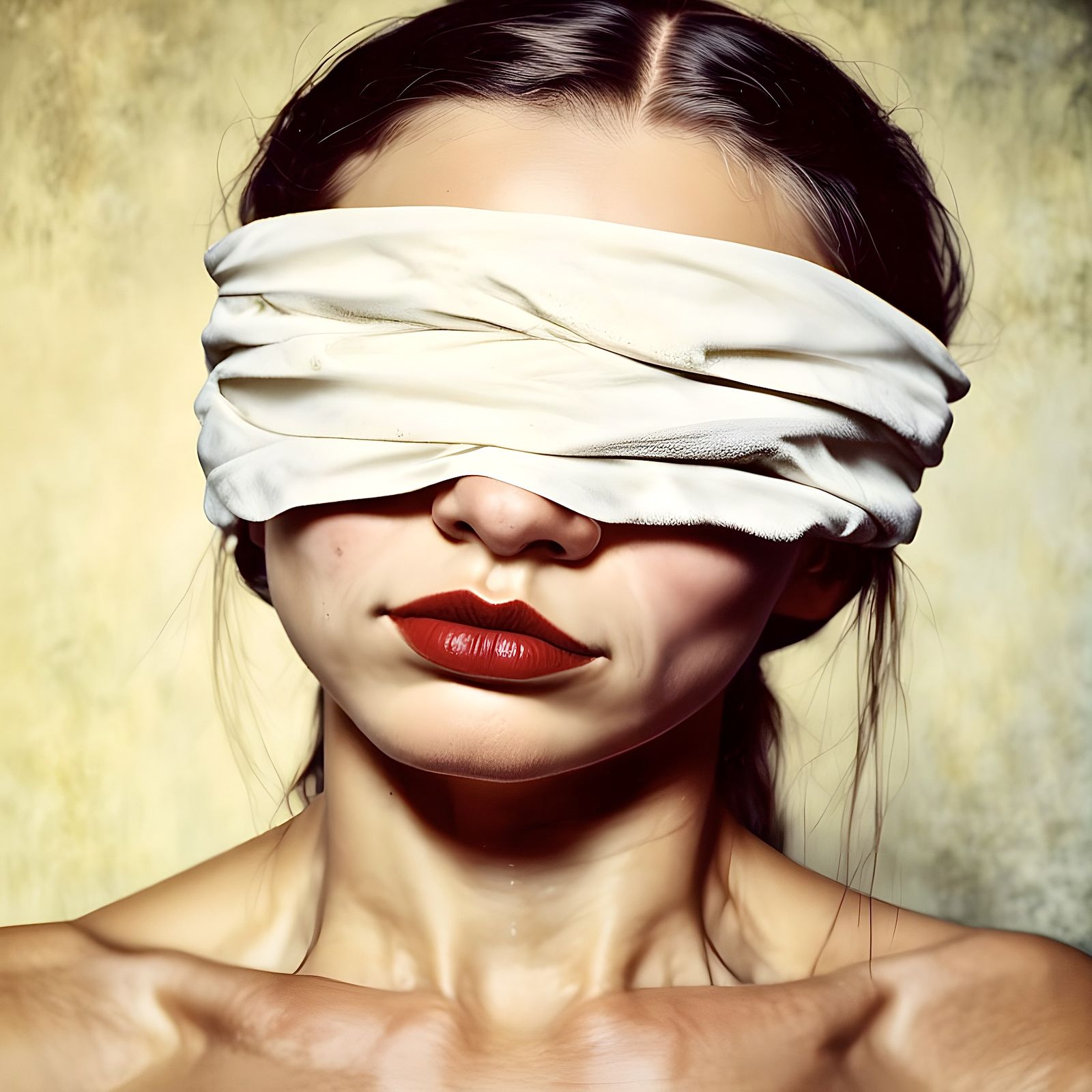 Blindfolded woman