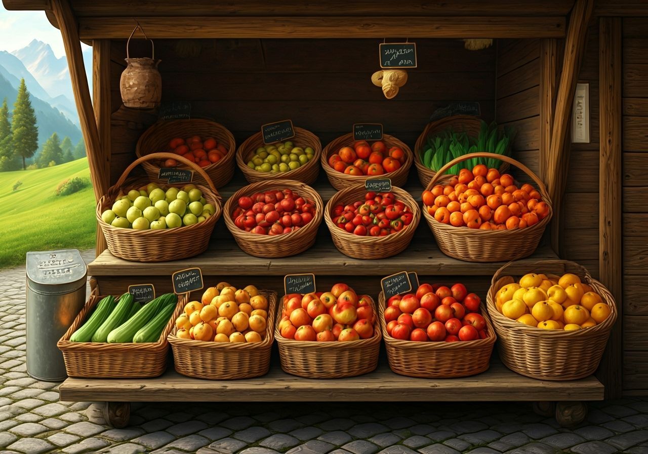 🥔🍏From field to basket: a roadside farmstand offering the pure taste of the Alps  by @potrzebie 