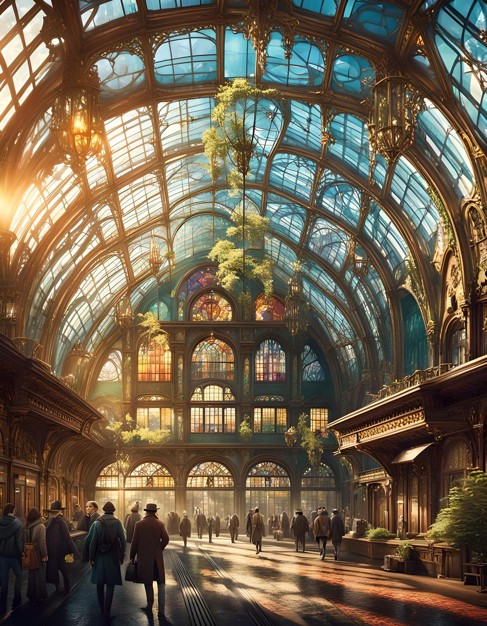 Fantasy train station - AI Generated Artwork - NightCafe Creator