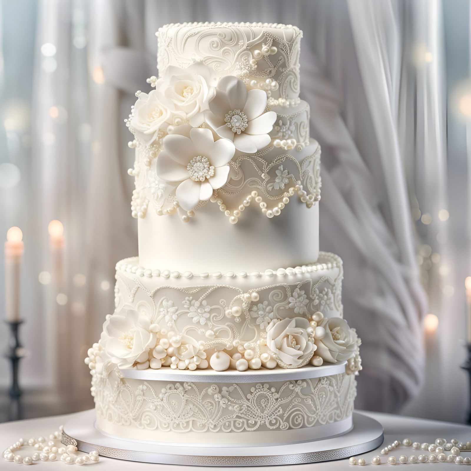 a 5 layer white wedding cake   by @Patsy 