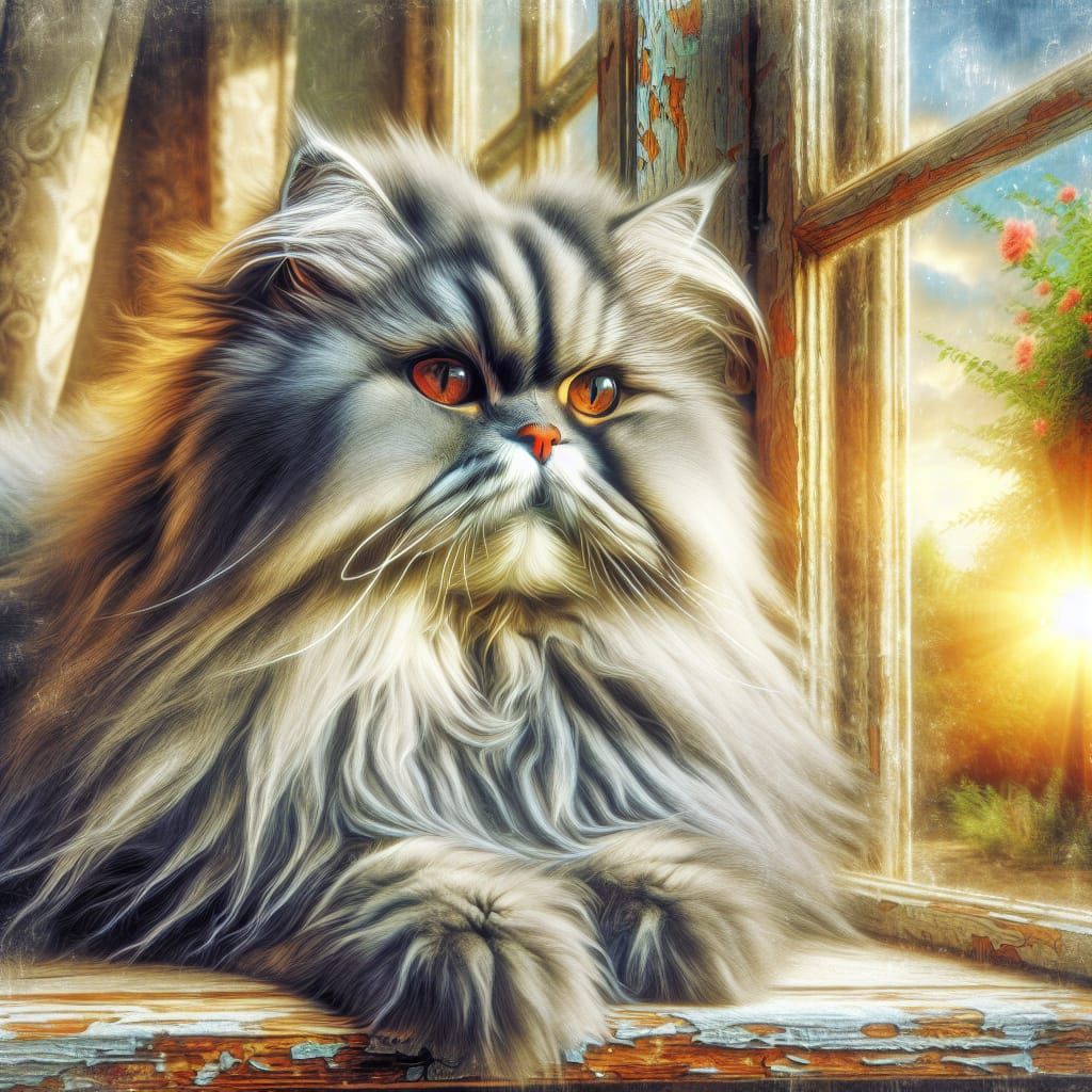 Cat On An Old Window Ledge - Ai Generated Artwork - Nightcafe Creator