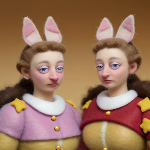 Fuzzy B*stards made of felt in close hyper real detail