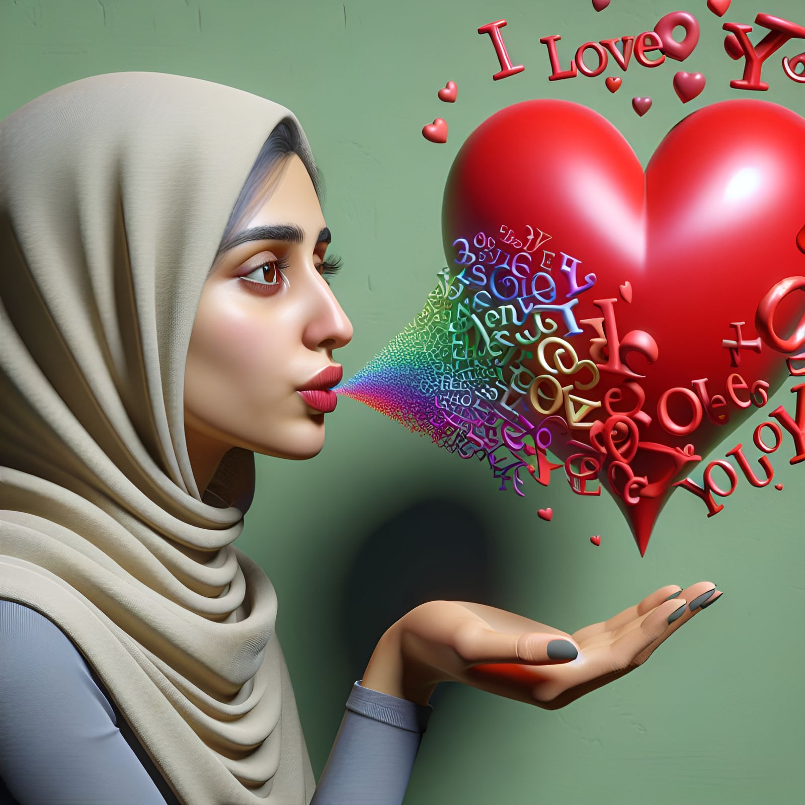 a 3D photo realistic image of a young, beautiful, woman who ...
