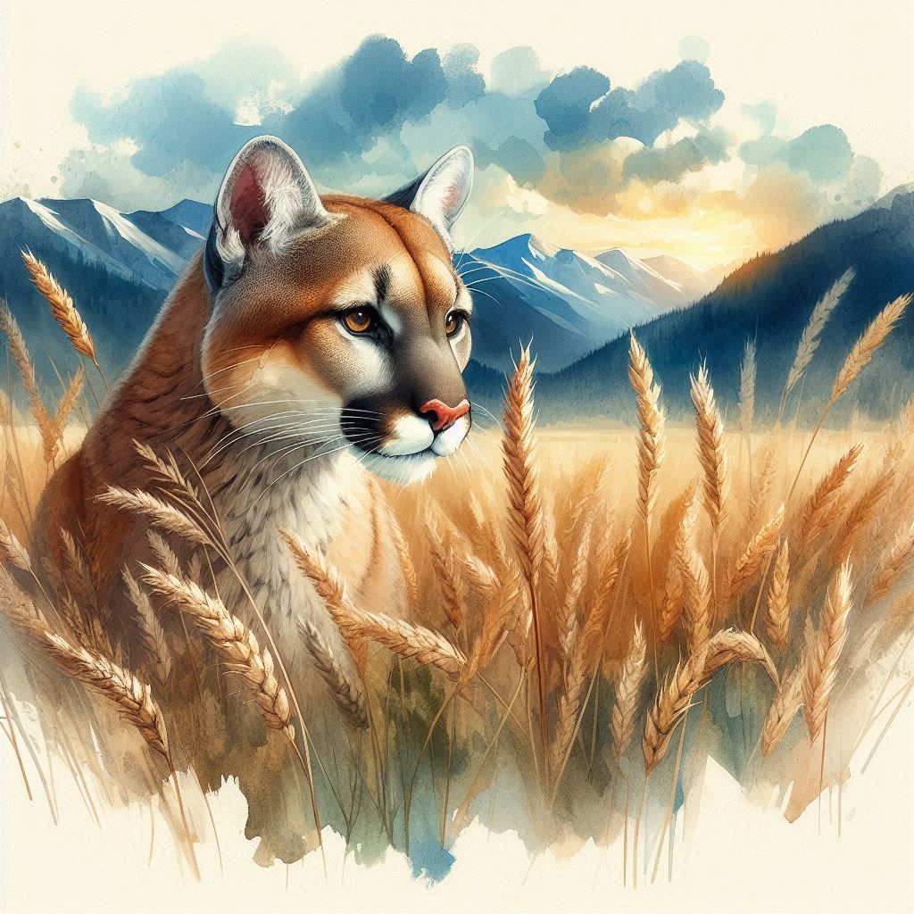 Cougar in watercolor