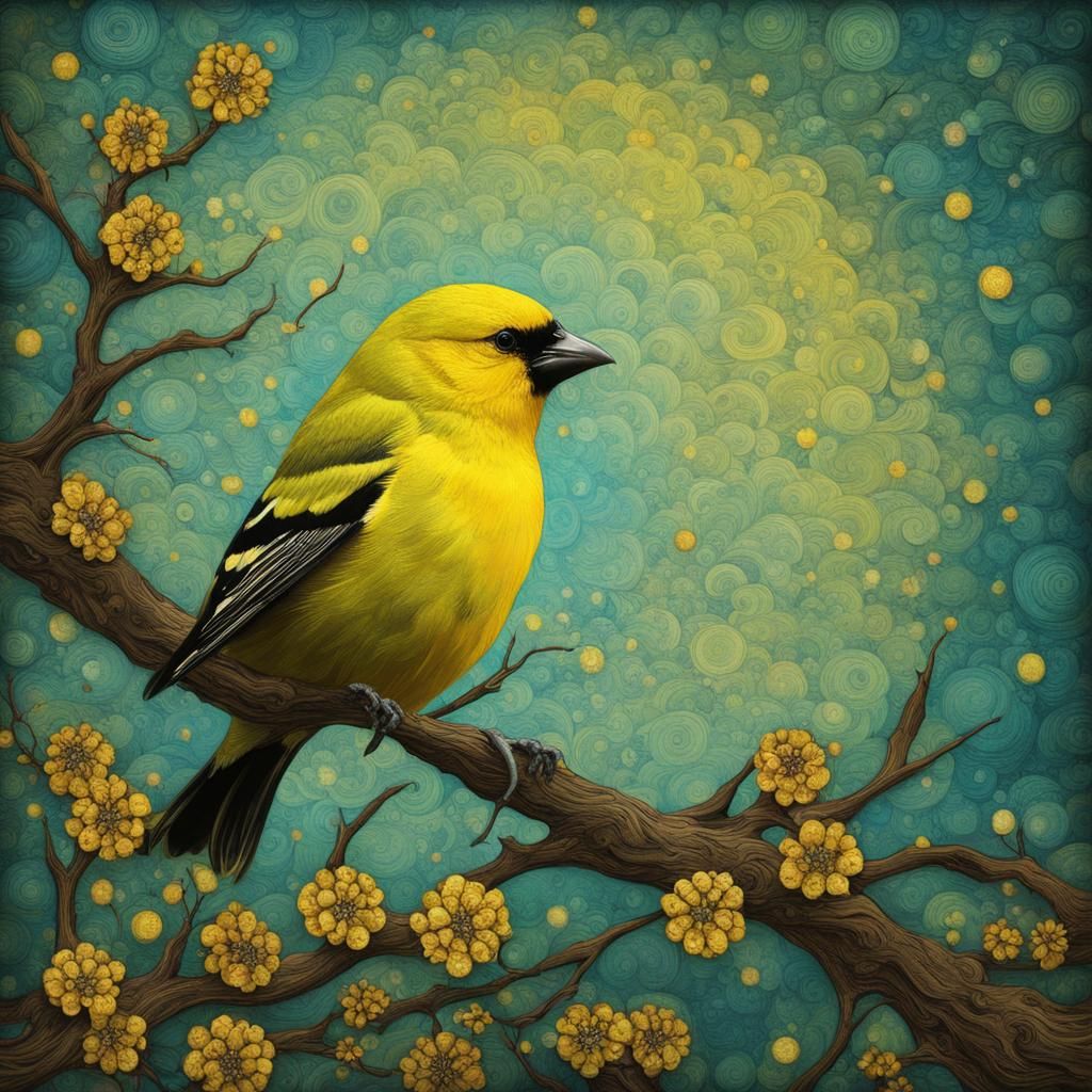 American Yellow Finch  by @MidnightArtCafe