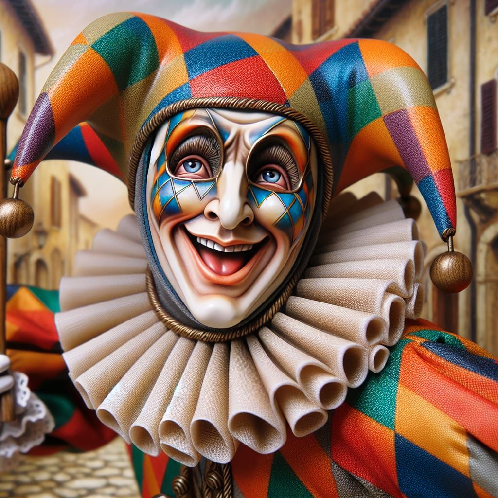 Here is the image generated based on the prompt: Harlequin