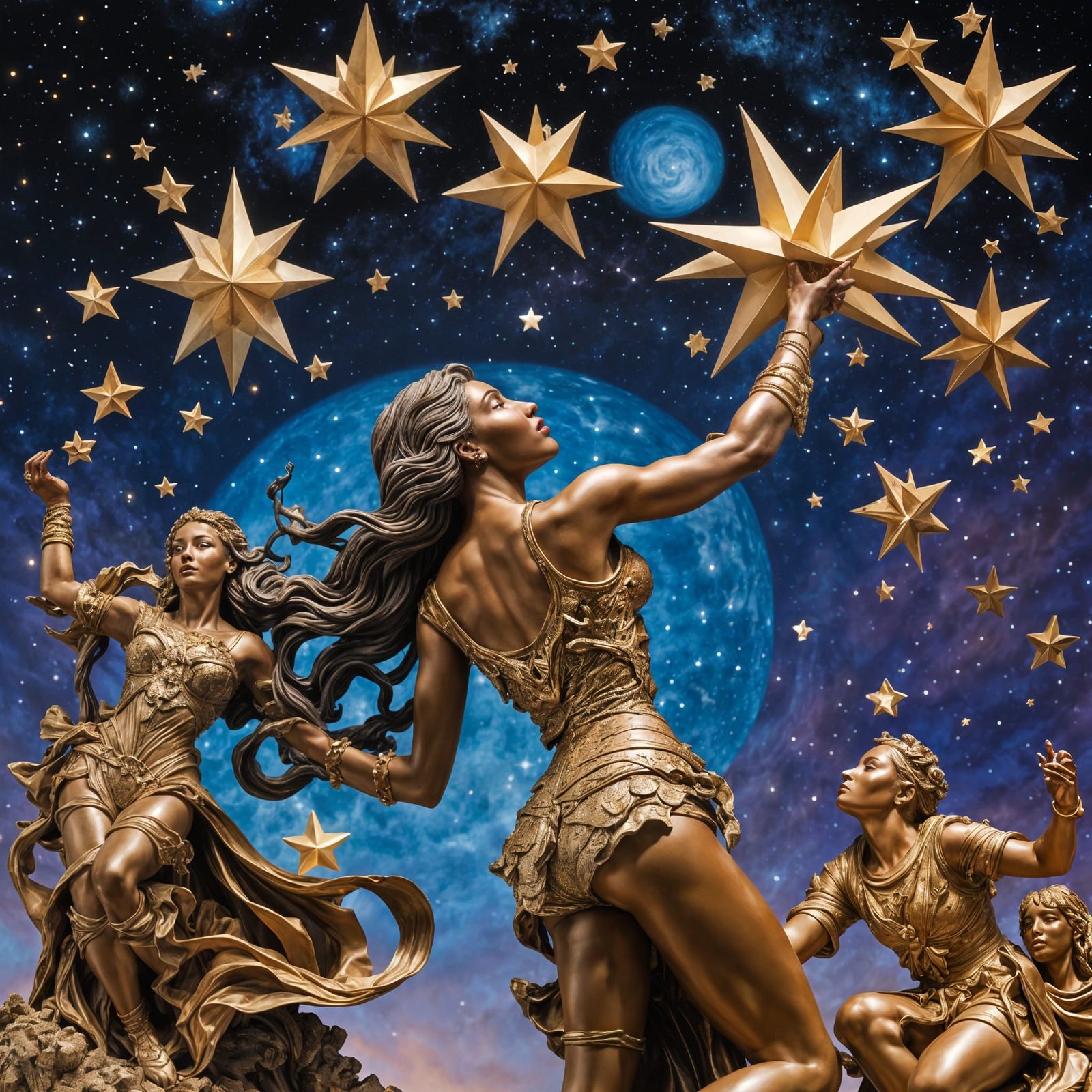 Baroque Romance Sculpture with Scattered Stars