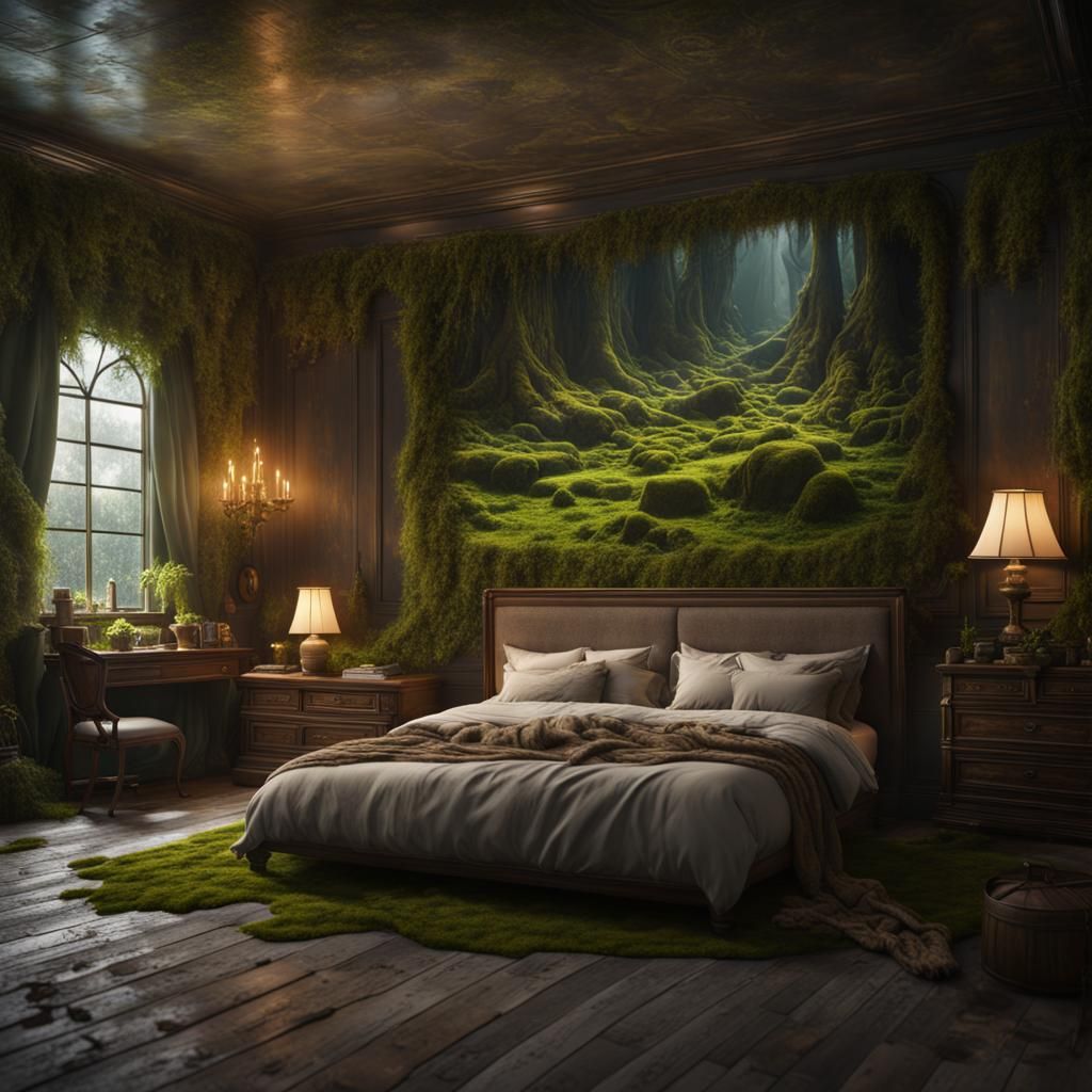 entirely moss bedroom