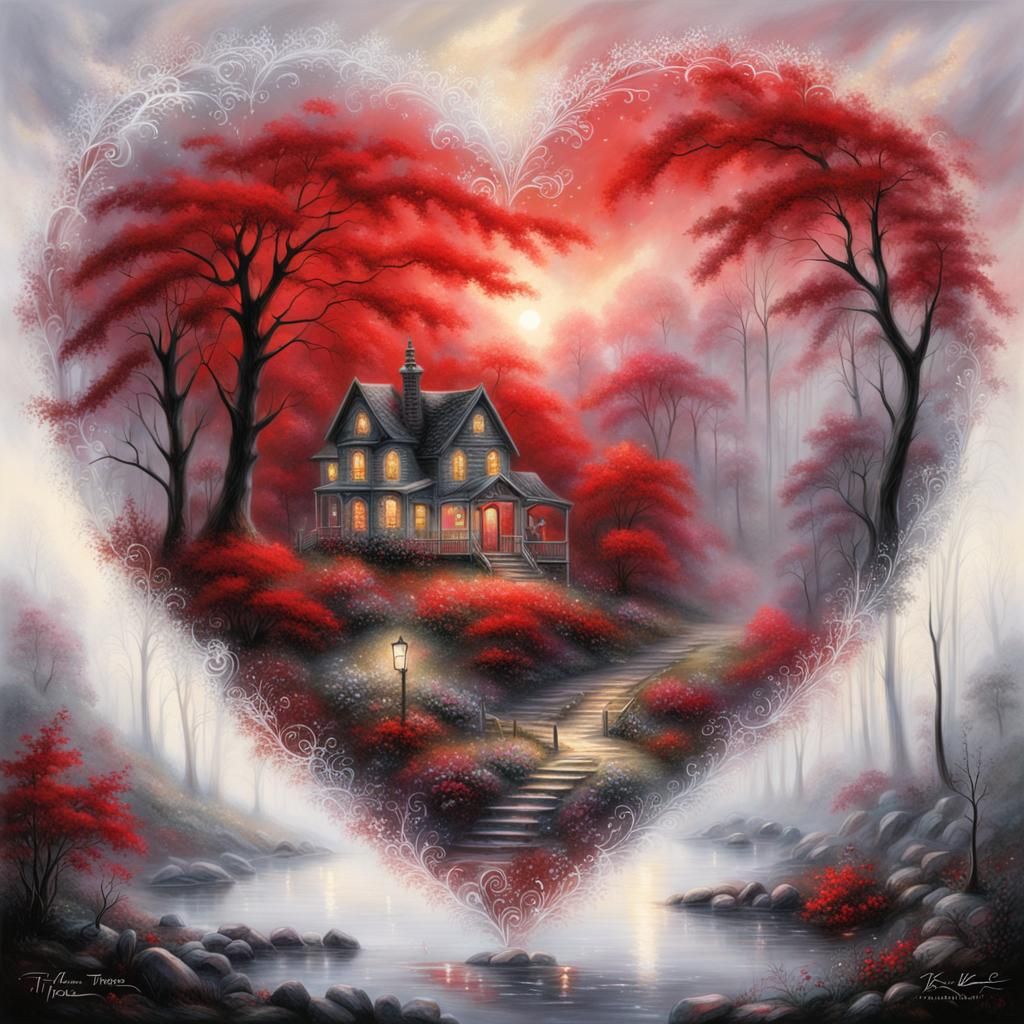 glass heart, red black and white  by @WinterPrincess