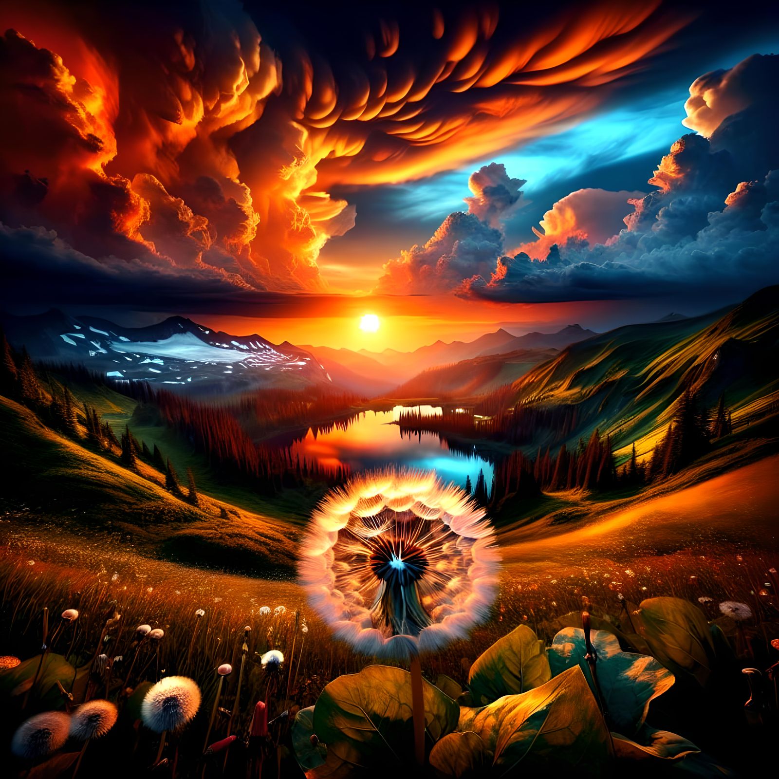 Beautiful dandelion,golden sun  by @Taralie