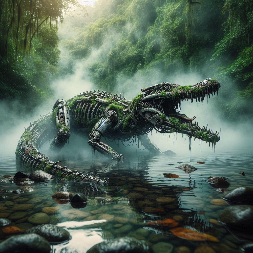 a mechanical zombie crocodile