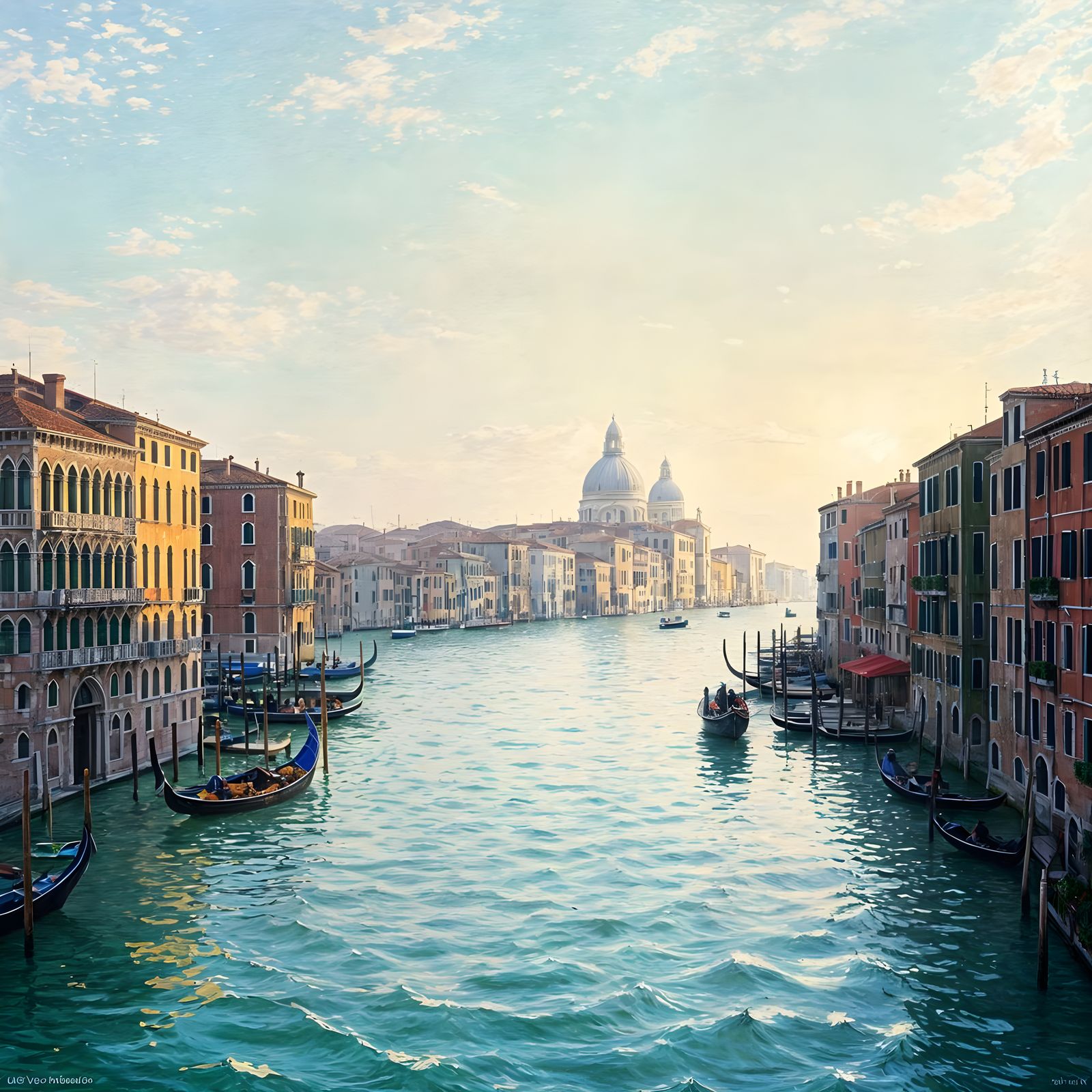 Venice Landscape in Impressionist Oil Painting Style