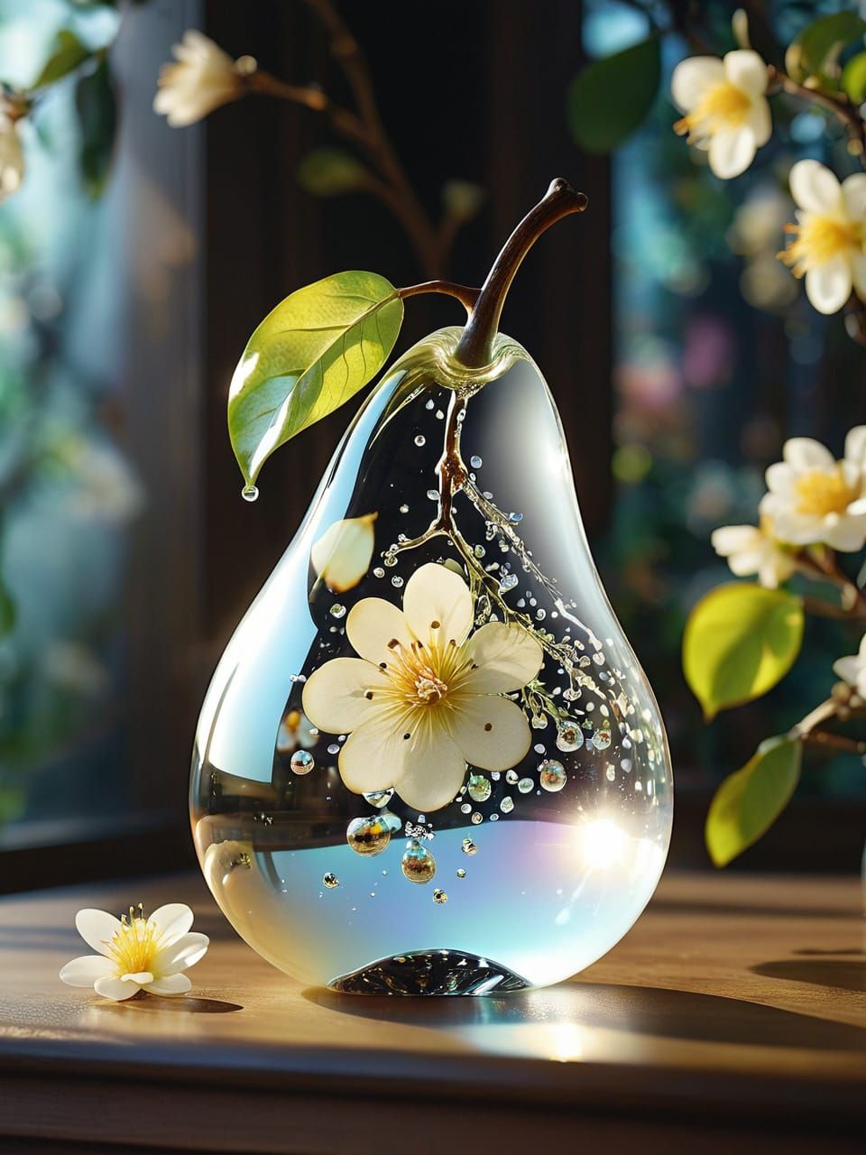 Nature’s Elegance: A Blossom Encased in Crystal