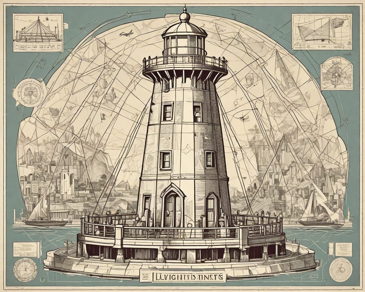 Lighthouse. Abstract scene.