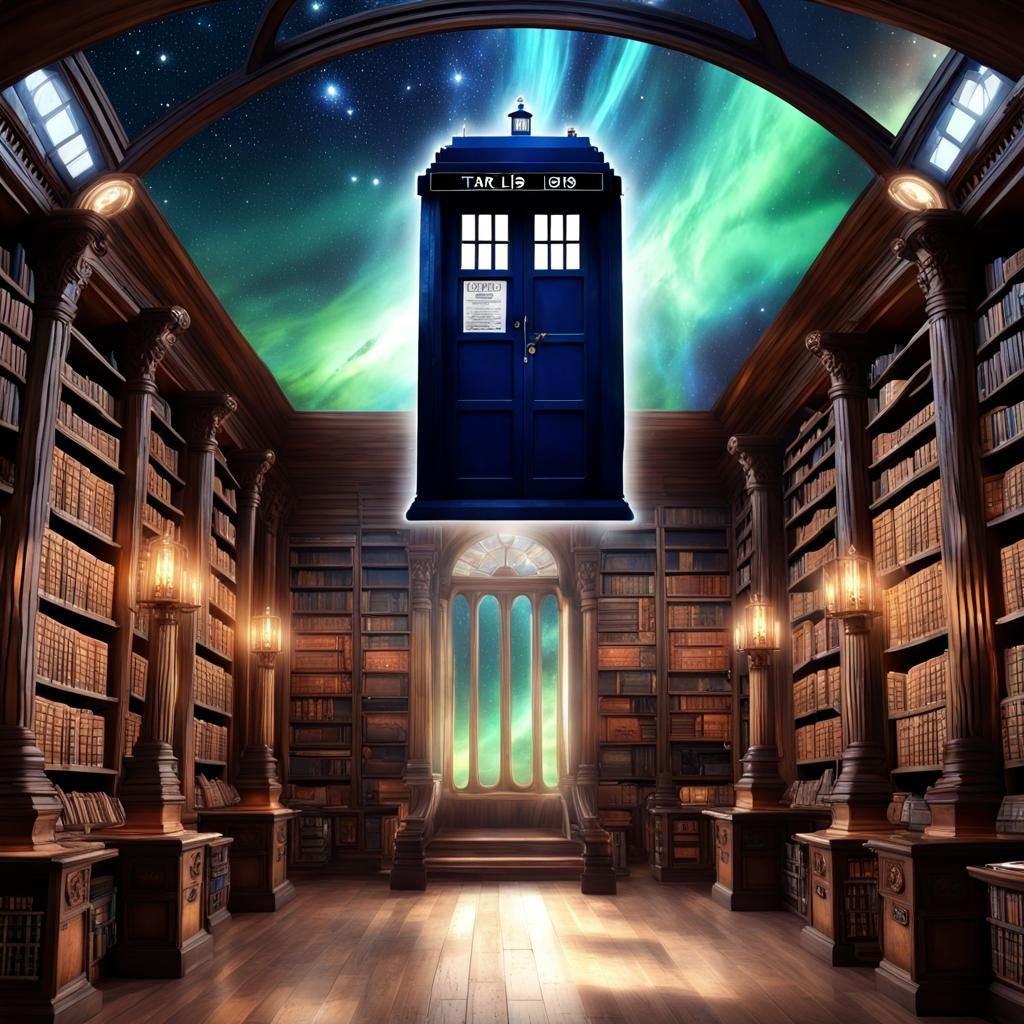 ancient tardis library hd astral aurora beautiful - AI Generated ...