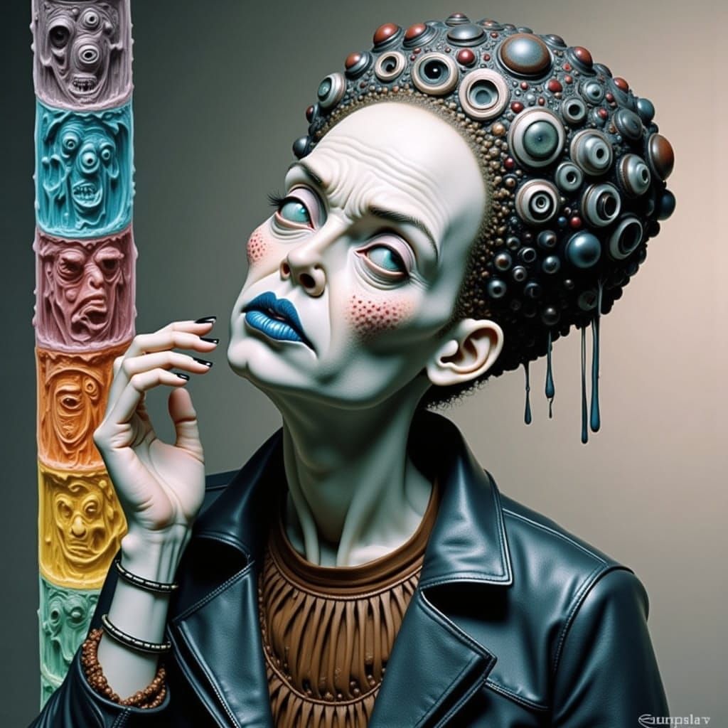 <lora:Fahrvergnuegen:1.0> Gargoyle cuddling a candle,original art from vermont

A grotesque, warty creature, the Squonk, with bulbous, misma...