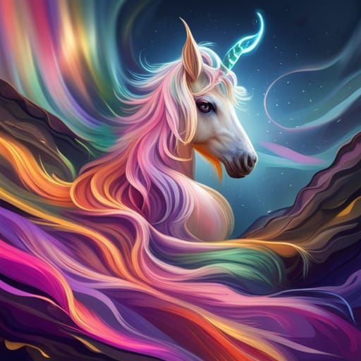 Colorful unicorn with beautiful, flowy mane - AI Generated Artwork ...