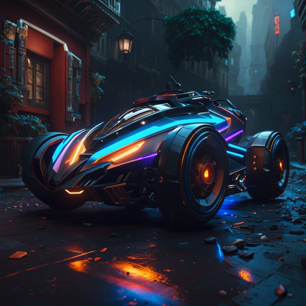 Neon-wave quadwheeled high velocity vehicle  by @Mattagos