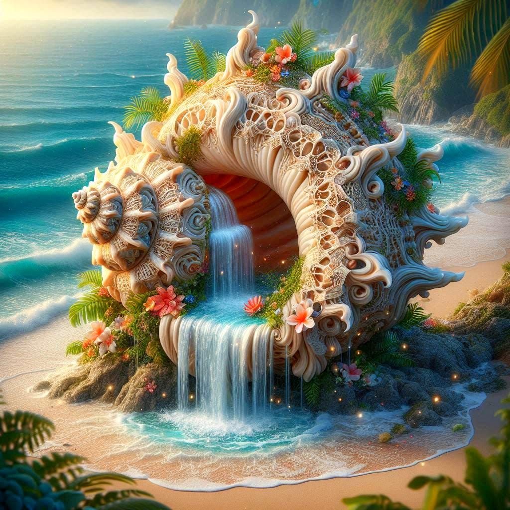 Snail with waterfall