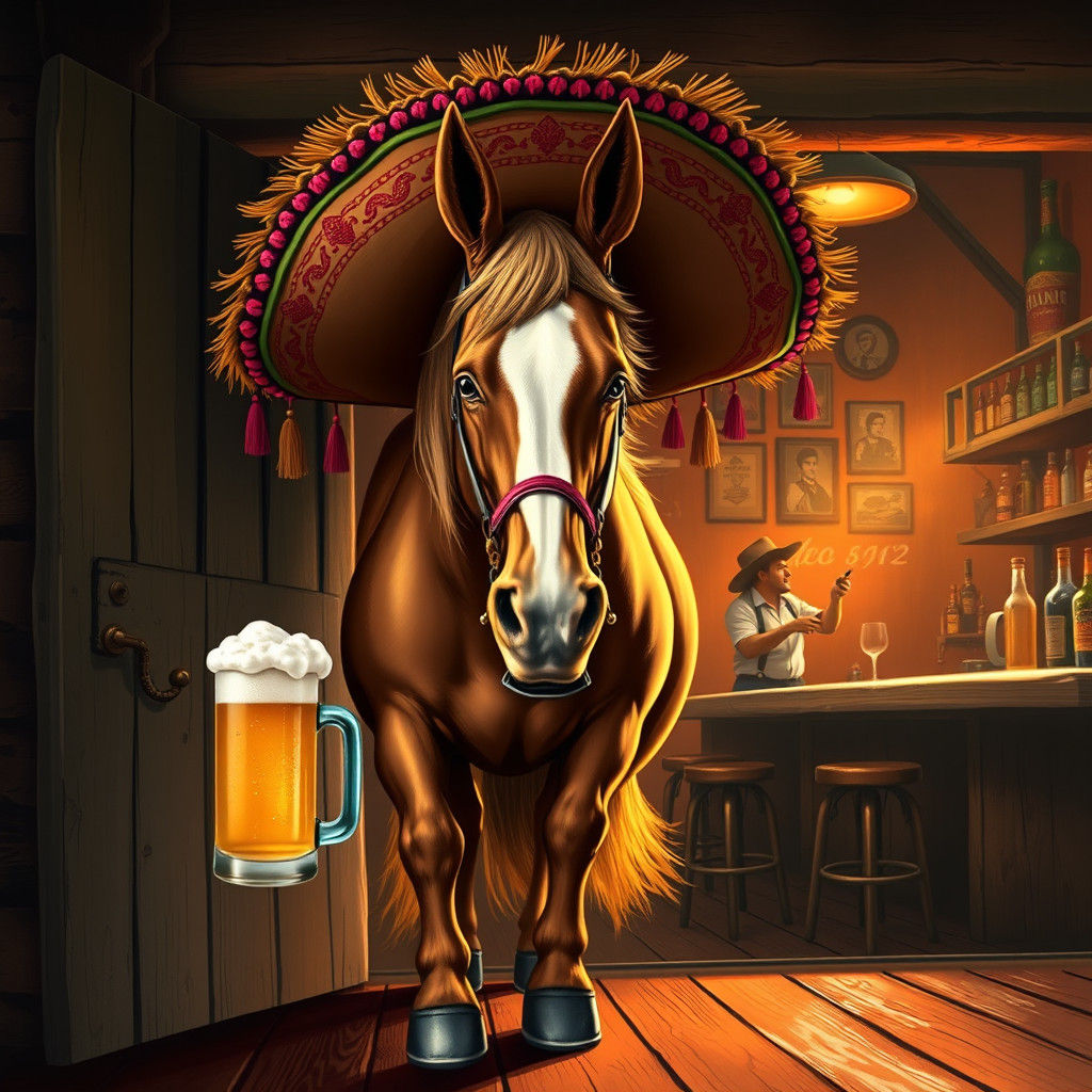 Horse Walks into a Bar, Mexican Muralism Style