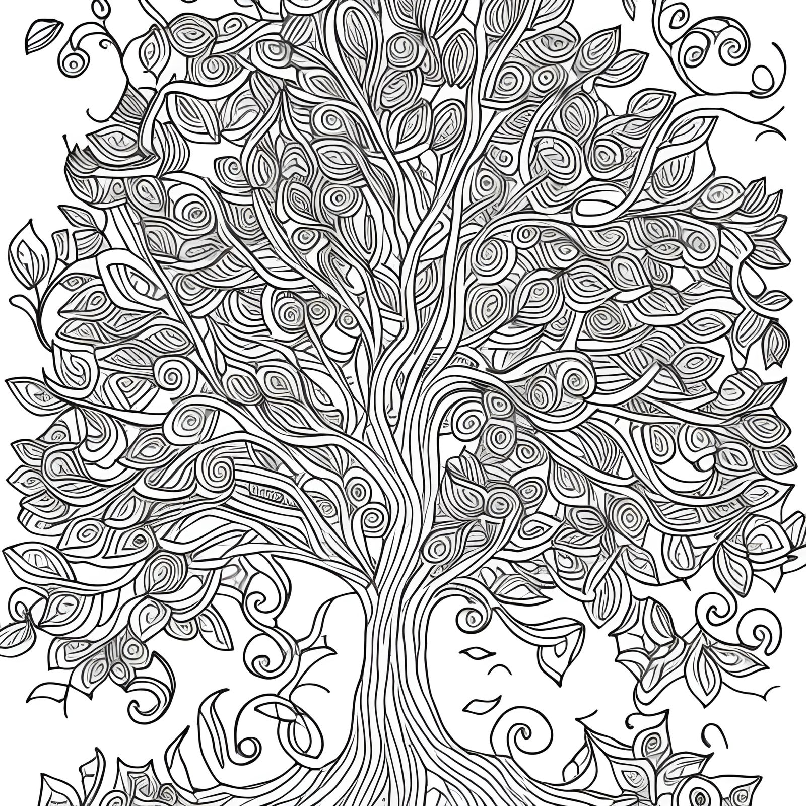 whimsical tree coloring page - AI Generated Artwork - NightCafe Creator