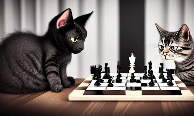 Cat playing chess #05 - AI Generated Artwork - NightCafe Creator