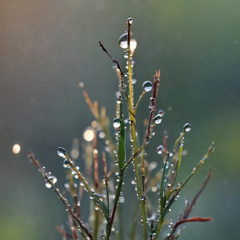 Macro. Dew drops reflect the morning light. Professional pho...