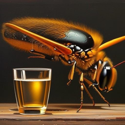 insects drinking beer