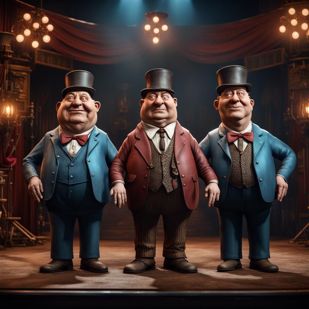 Three stooges animatronic style on stage