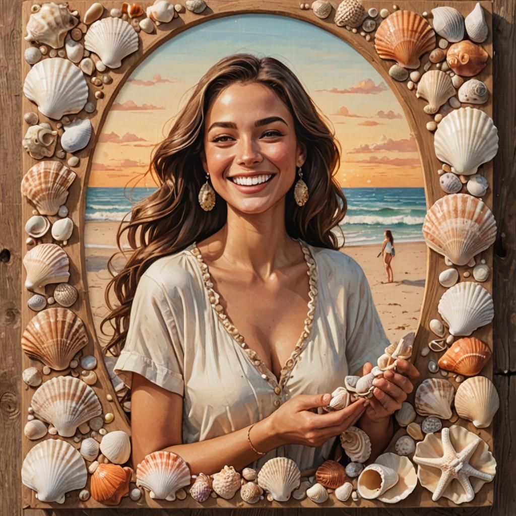 Highly imaginative illustration of (a beautiful woman smilin...