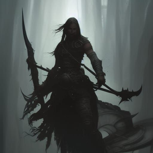 warrior, dark fantasy character concept art illustration, white background  - AI Generated Artwork - NightCafe Creator