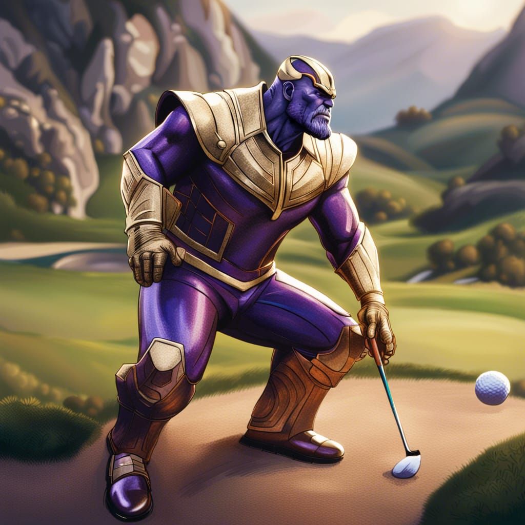 Thanos playing Golf... AI Generated Artwork NightCafe Creator