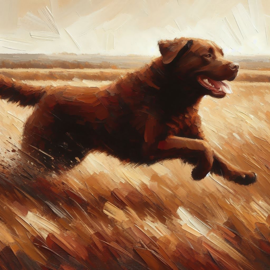 Chocolate lab running