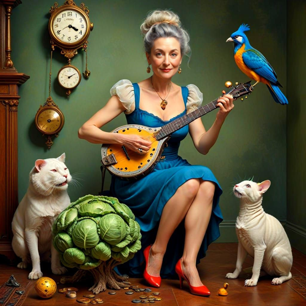 Ethereal Portrait of a Happy Lady in a Whimsical Scene