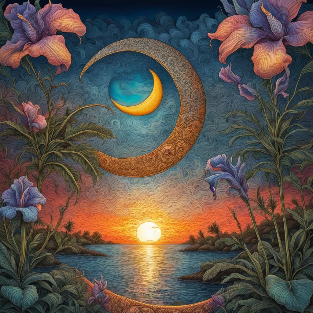 Waxing Moon Iris Sunny Lake Bliss!