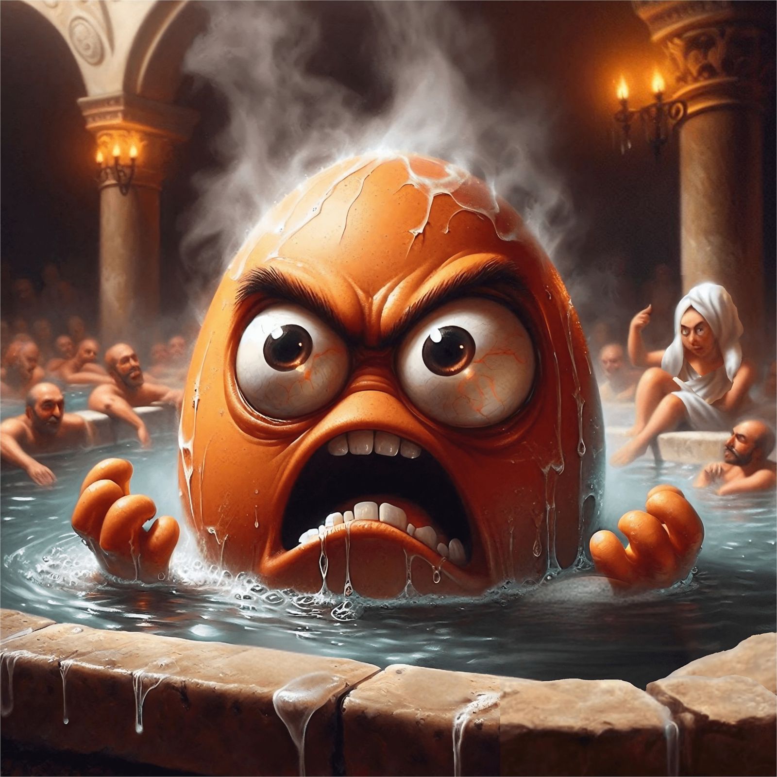 Angry Eggs: "Roman Baths" of the Roman Empire: "Who ordered boiled eggs?" (2 images)