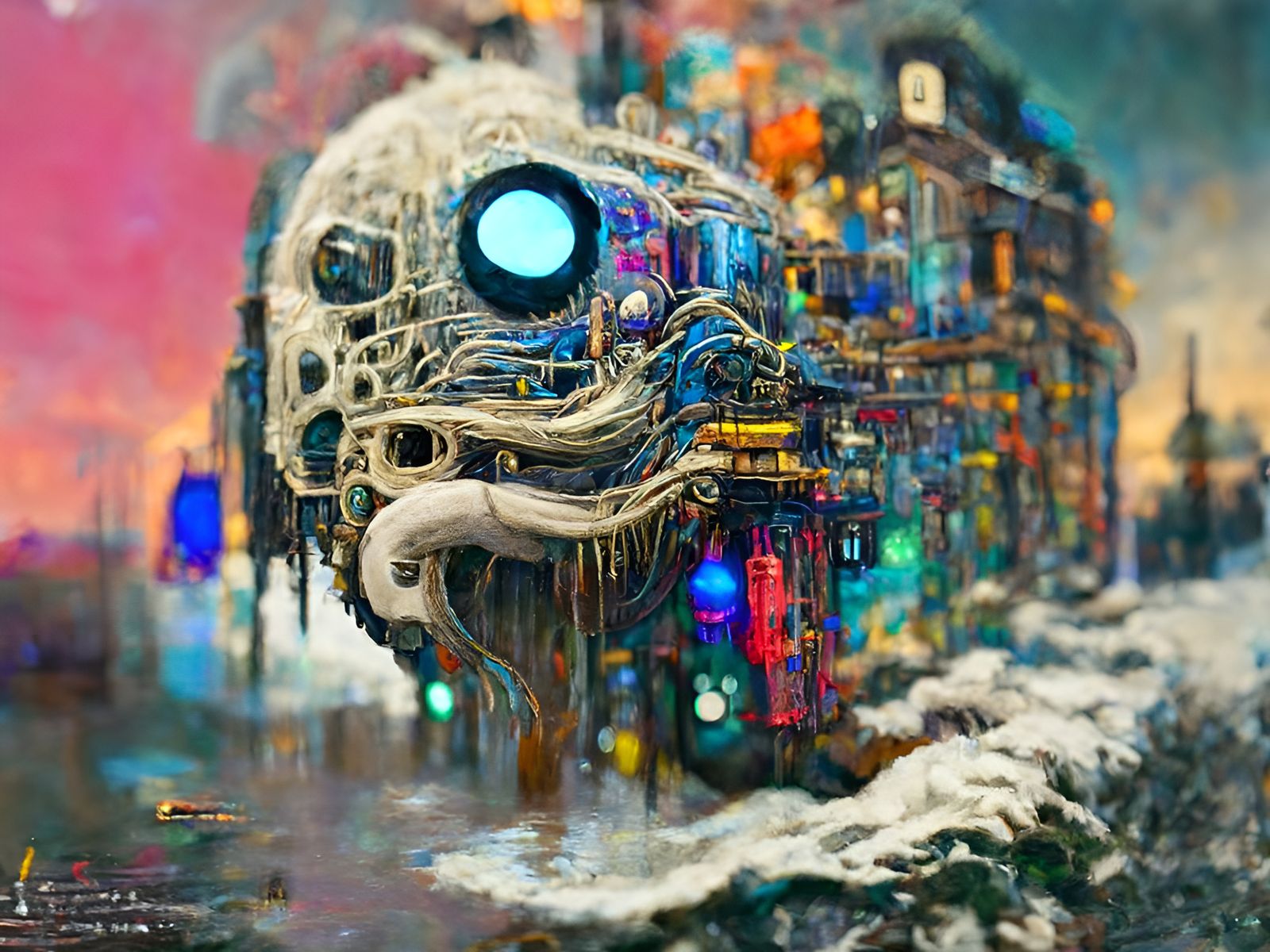 Surreal Graffiti Art Panorama in Digital Acrylics
