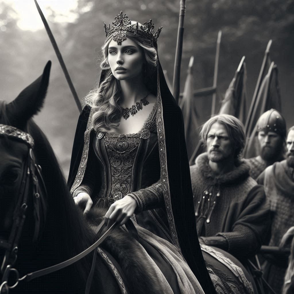 A young rich pretty  noble widowed woman from viking Denmark...