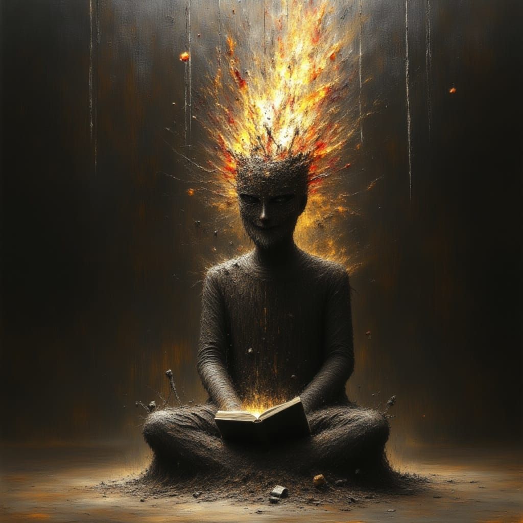  <lora:Chiaroscuro Dystopia:1.3> Oil painting in the style of Nicola Samori and Eliran Kantor; dripping oil paint and cinematic lighting; ba...