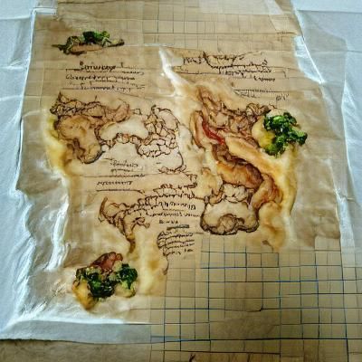 Fantasy map on parchment paper